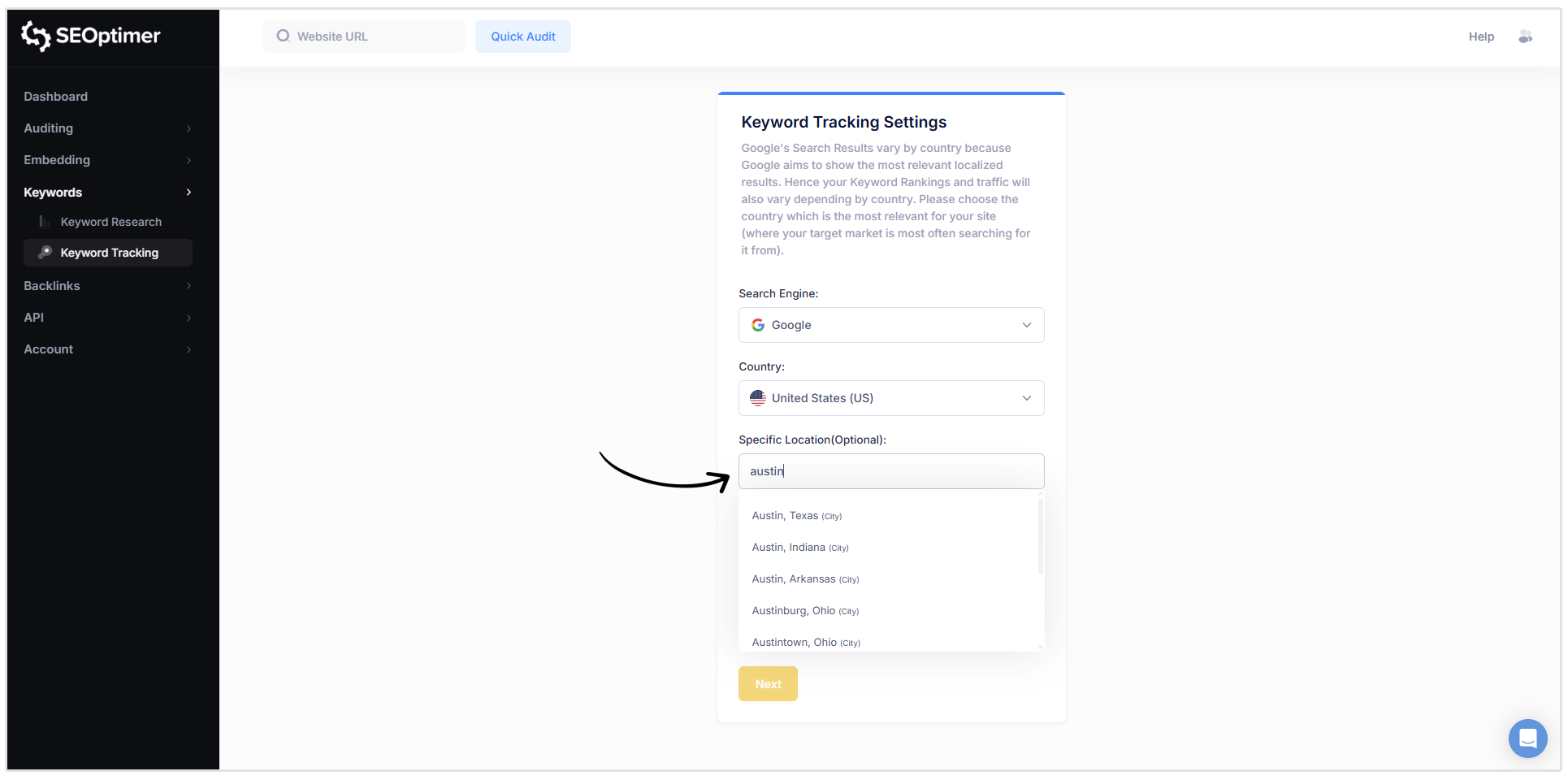 Selecione a cidade e região